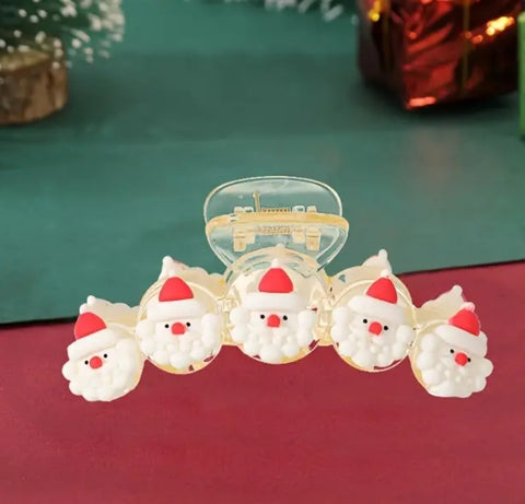 Santa Large Clear Claw Clip