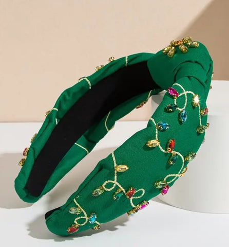 Holiday Hunter Green Headband w/Rhinestones