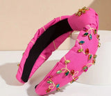 Holiday Pink Headband w/Rhinestones