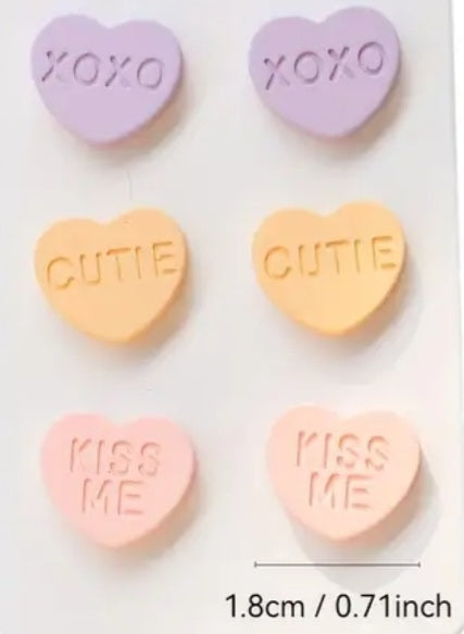 Assorted Candy Heart Stud Earrings