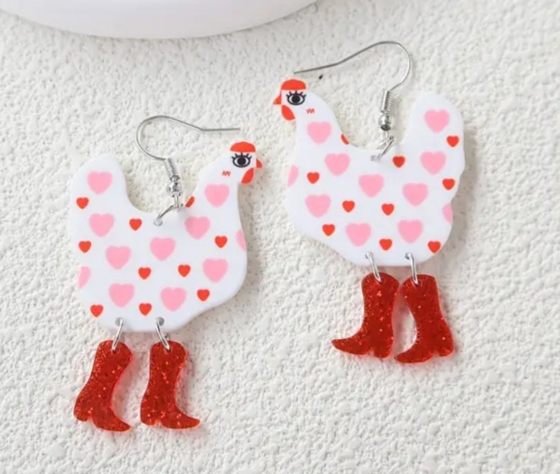 Valentine Chicken Dangle Earrings