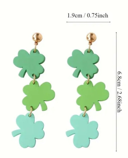 Acrylic St. Patrick's Shamrock Dangle Earrings