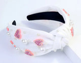 Asstd Valentines Rhinestone Heart & Pearl Headband