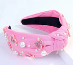 Asstd Valentines Rhinestone Heart & Pearl Headband