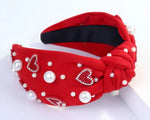 Asstd Valentines Rhinestone Heart & Pearl Headband