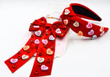 Asstd Valentines Day Bow Clip or Knotted Headband