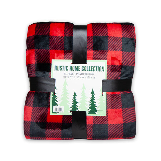 Buffalo Plaid Throw Blanket - 50 x 70 w/ Cozy Sherpa Side