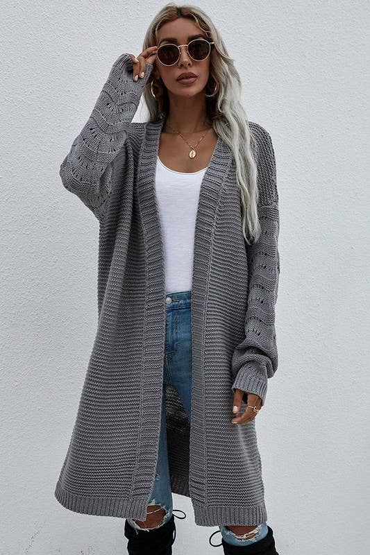 LONG KNIT CARDIGAN GRAY