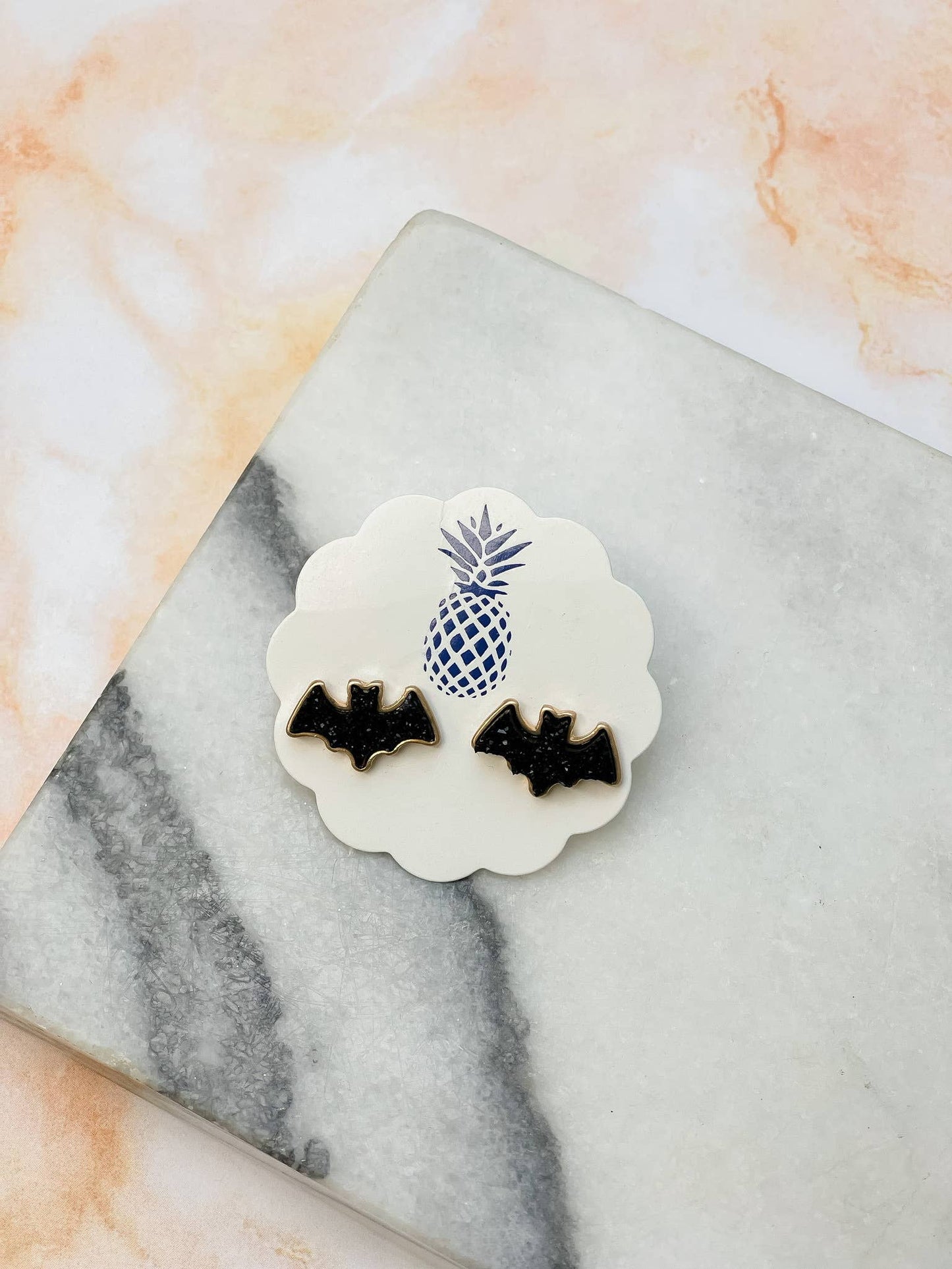 Bat Druzy Stud Earrings