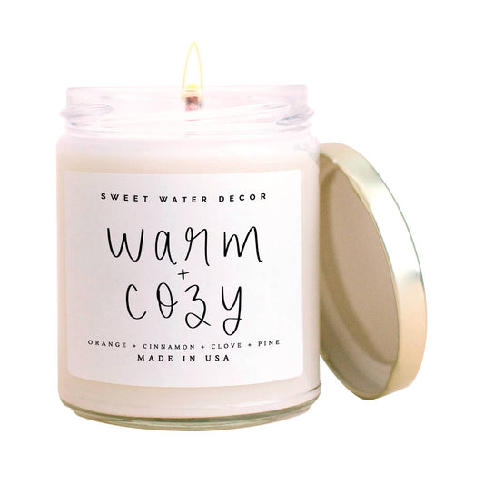 Warm and Cozy Soy Candle - Clear Jar - 9 oz