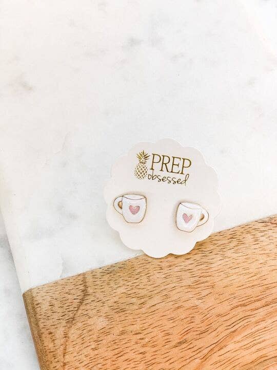 Hug In A Mug Enamel Stud Earring