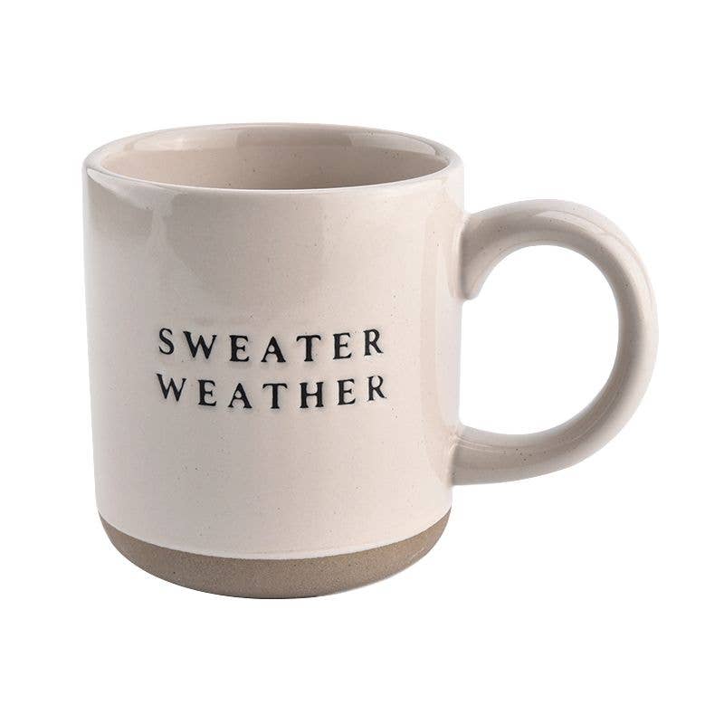 Sweater Weather - Cream Stoneware Coffee Mug - 14 oz