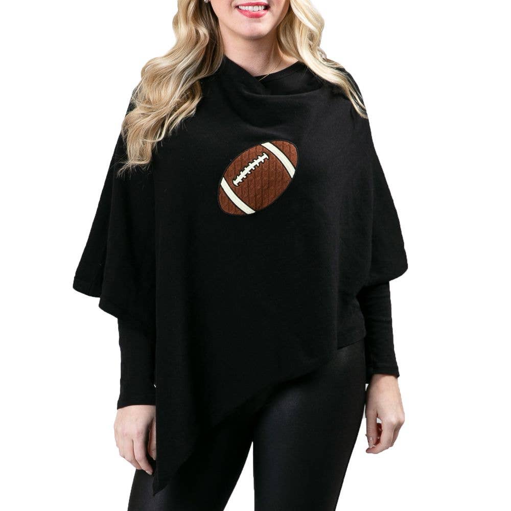 Holly Poncho-Football: Black- Fall 2022