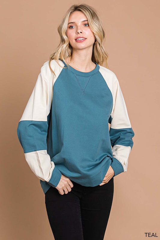 Teal French Terry Pullover