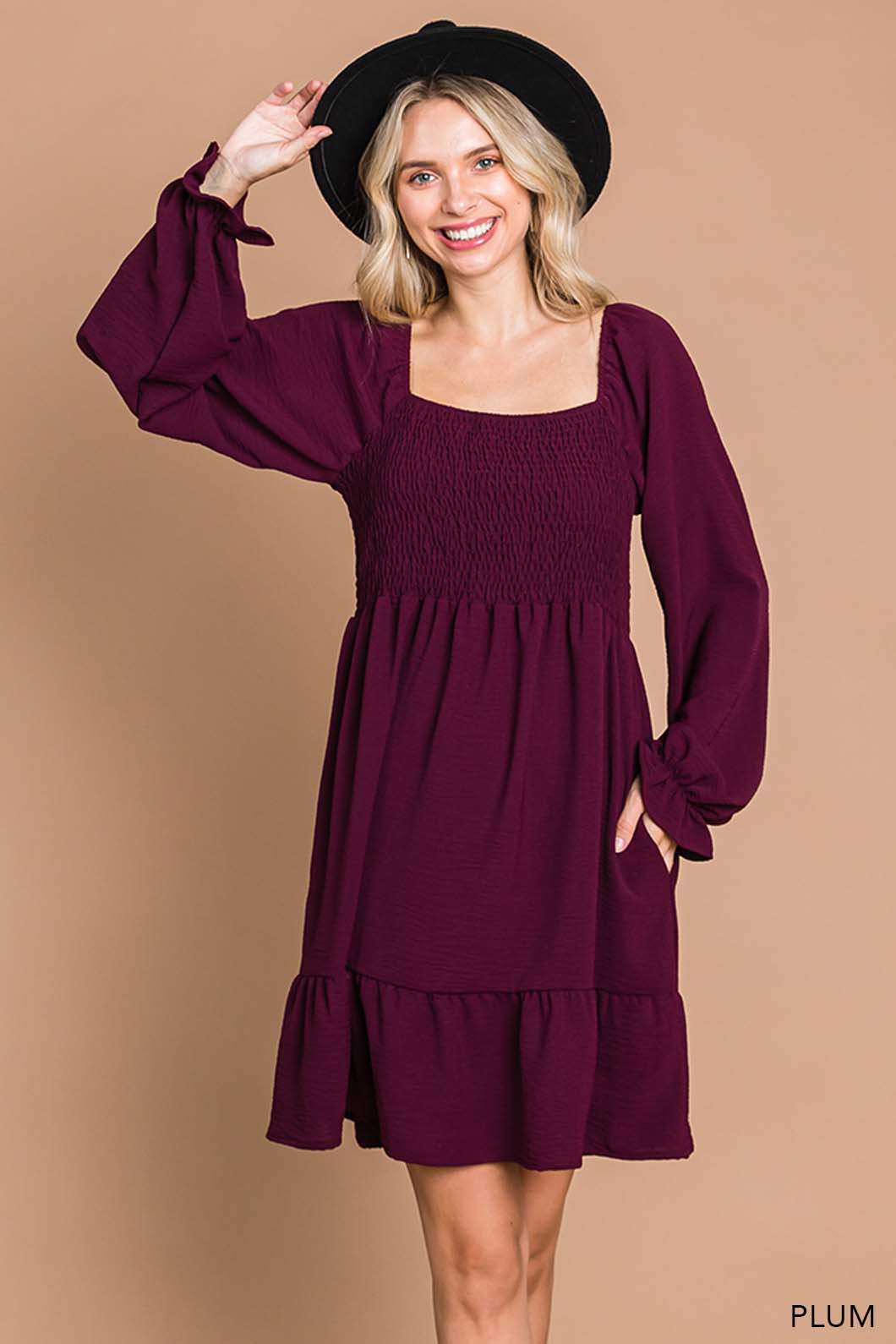 Plum Smocked Dress