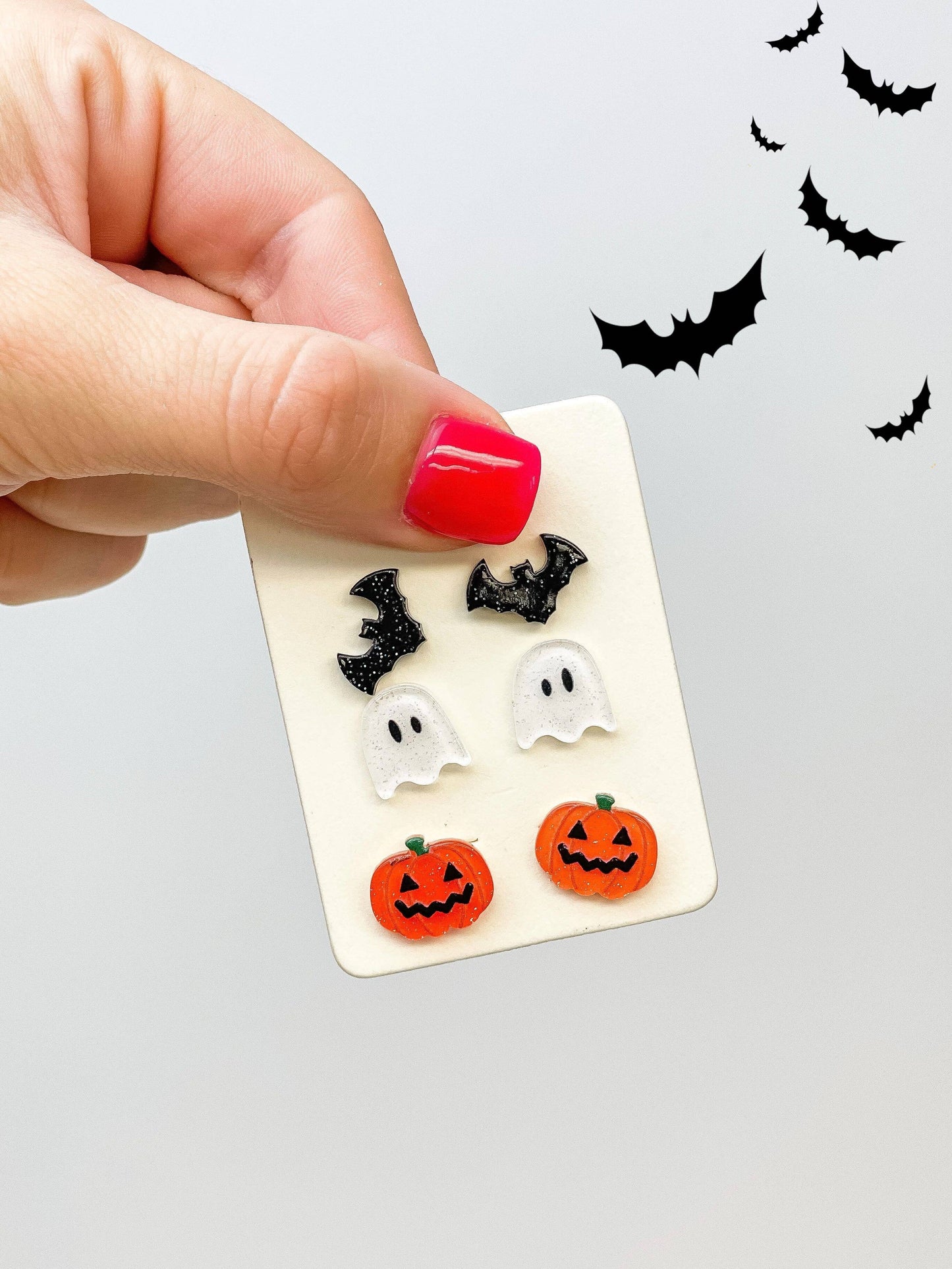 Halloween Scene Acrylic Stud Trio