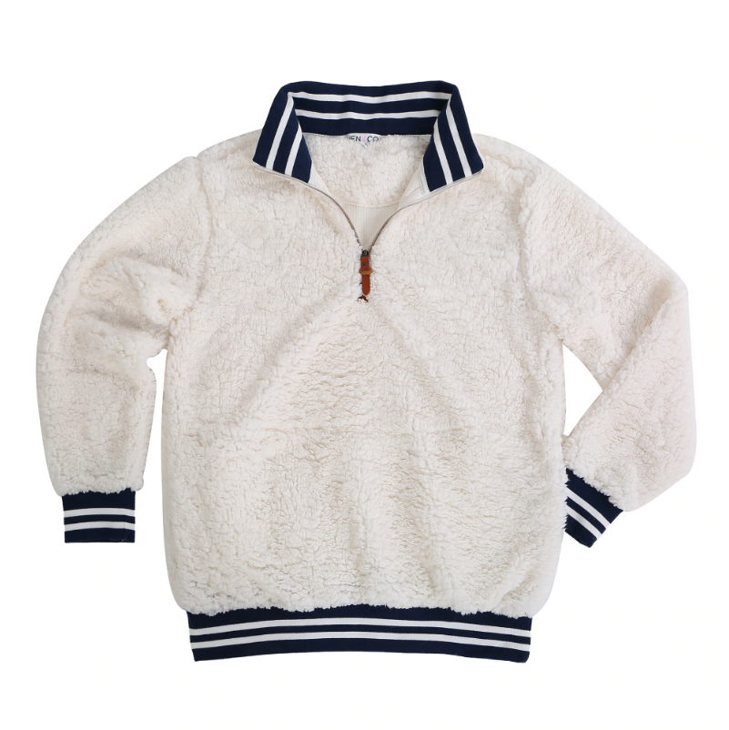 Becca Varsity Stripe Sherpa-White