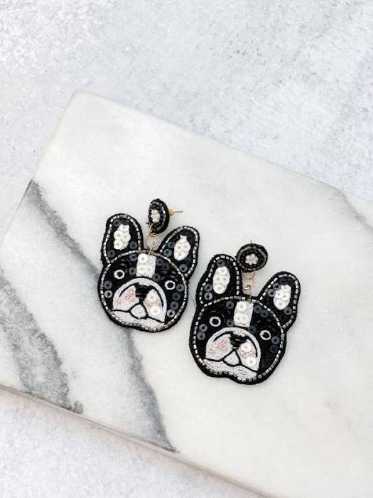 Bulldog Beaded Statement Earrings