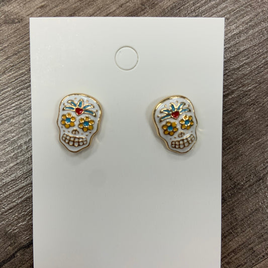 Sugar Skull Enamel Stud Earrings