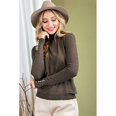 TURTLENECK TOP SWEATER-OLIVE