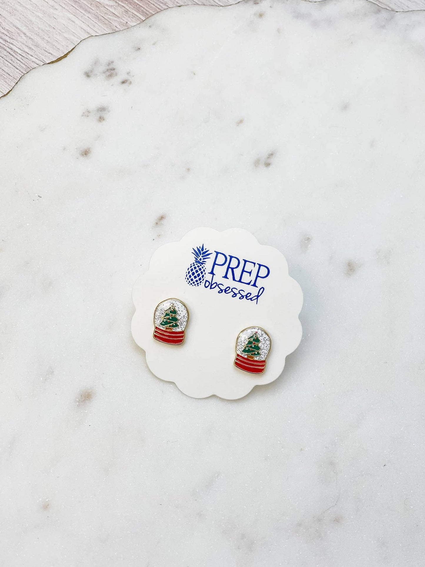 Christmas Snow Globe Signature Enamel Stud Earrings