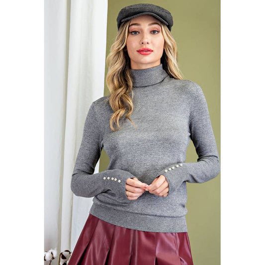 TURTLENECK TOP SWEATER-GREY