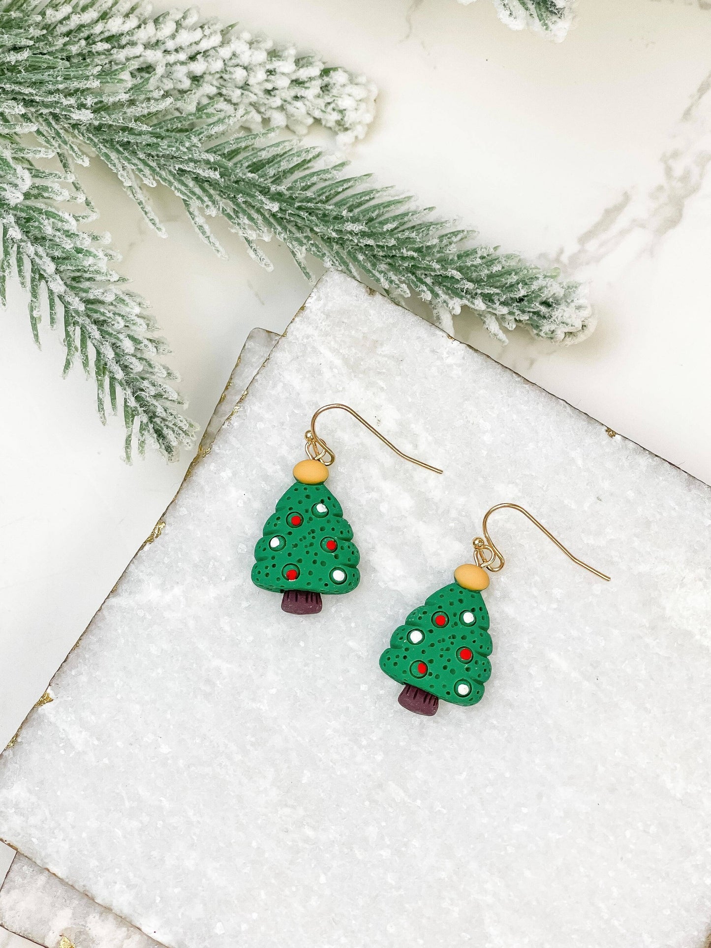 Christmas Tree Clay Dangle Earrings