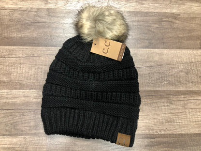 Classic Fur Pom C.C. Beanie