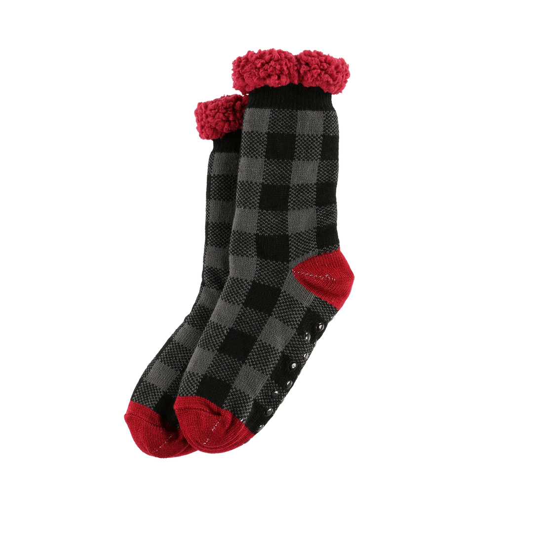 Grey Plaid Plush Sock