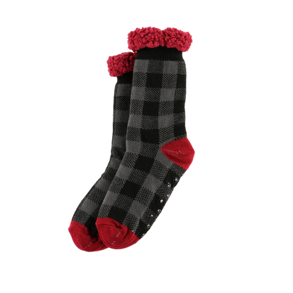 Grey Plaid Plush Sock