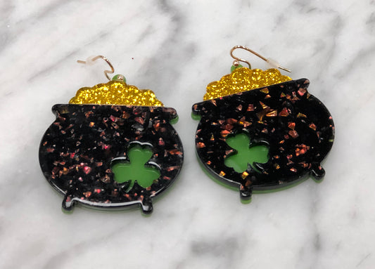 Pot of Gold Acrylic Earrings