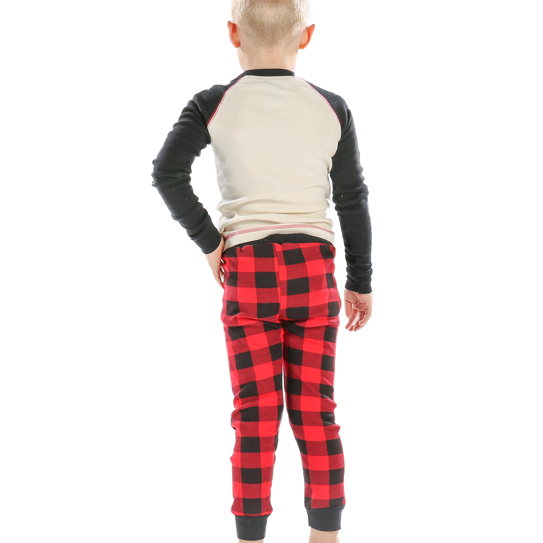 Moose Plaid Kid PJ Set