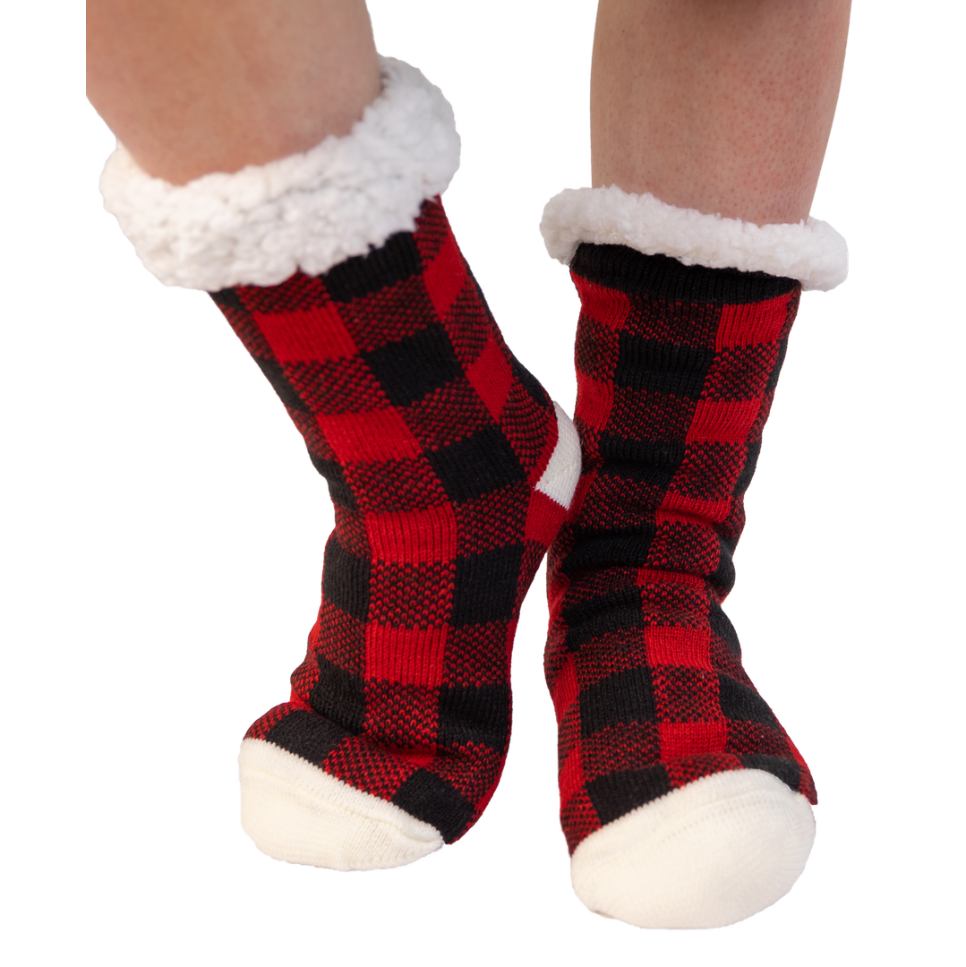 Red Plaid Plush Sock