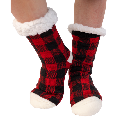 Red Plaid Plush Sock