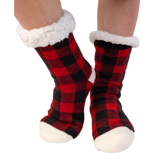 Red Plaid Plush Sock