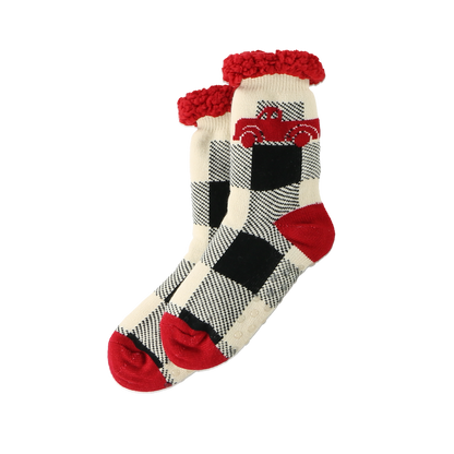 Plaid Truck Plush Sock