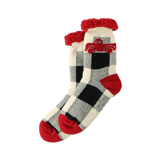 Plaid Truck Plush Sock