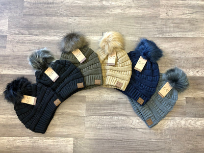 Classic Fur Pom C.C. Beanie