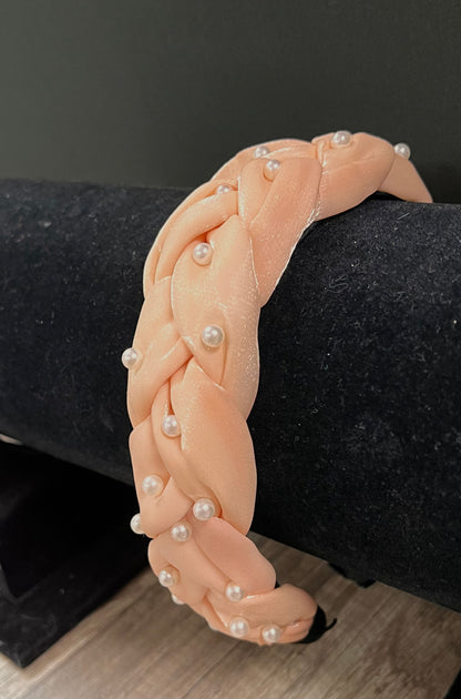 Peach Pearl Braided Headband