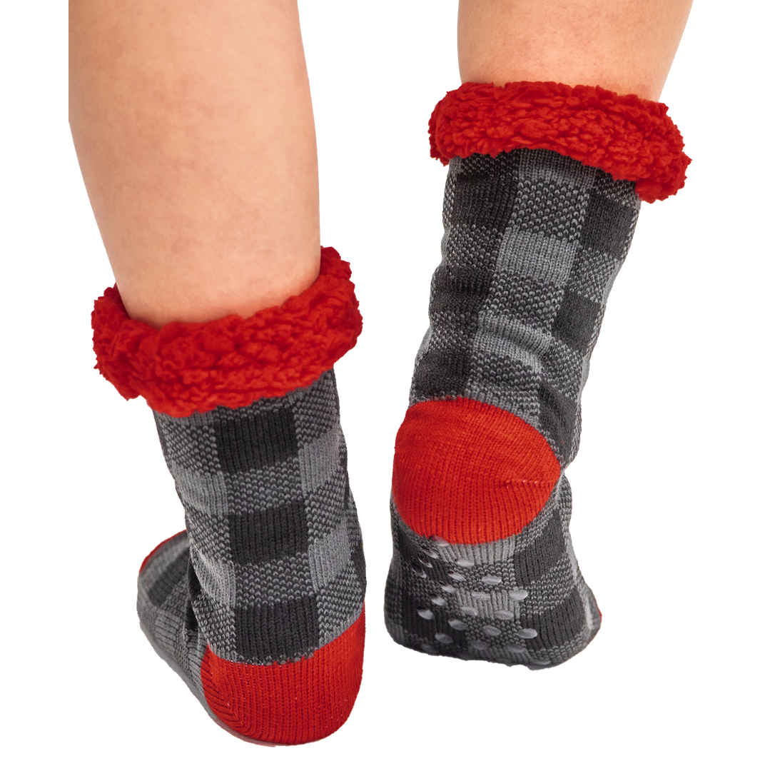 Grey Plaid Plush Sock