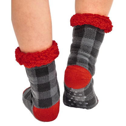 Grey Plaid Plush Sock