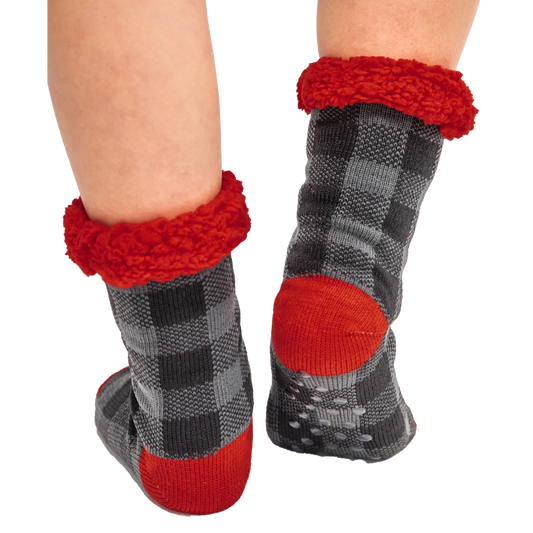 Grey Plaid Plush Sock