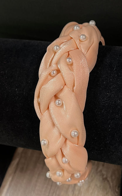 Peach Pearl Braided Headband