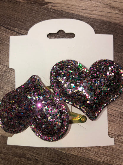 Glitter Valentine’s Hair Clips