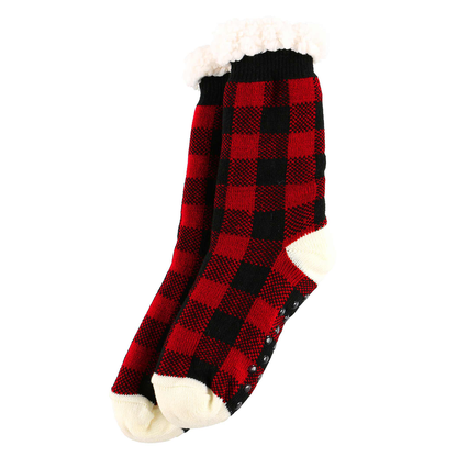 Red Plaid Plush Sock