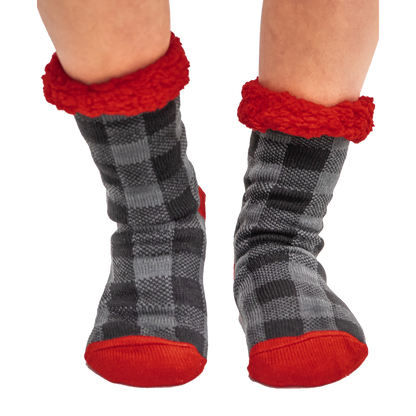 Grey Plaid Plush Sock