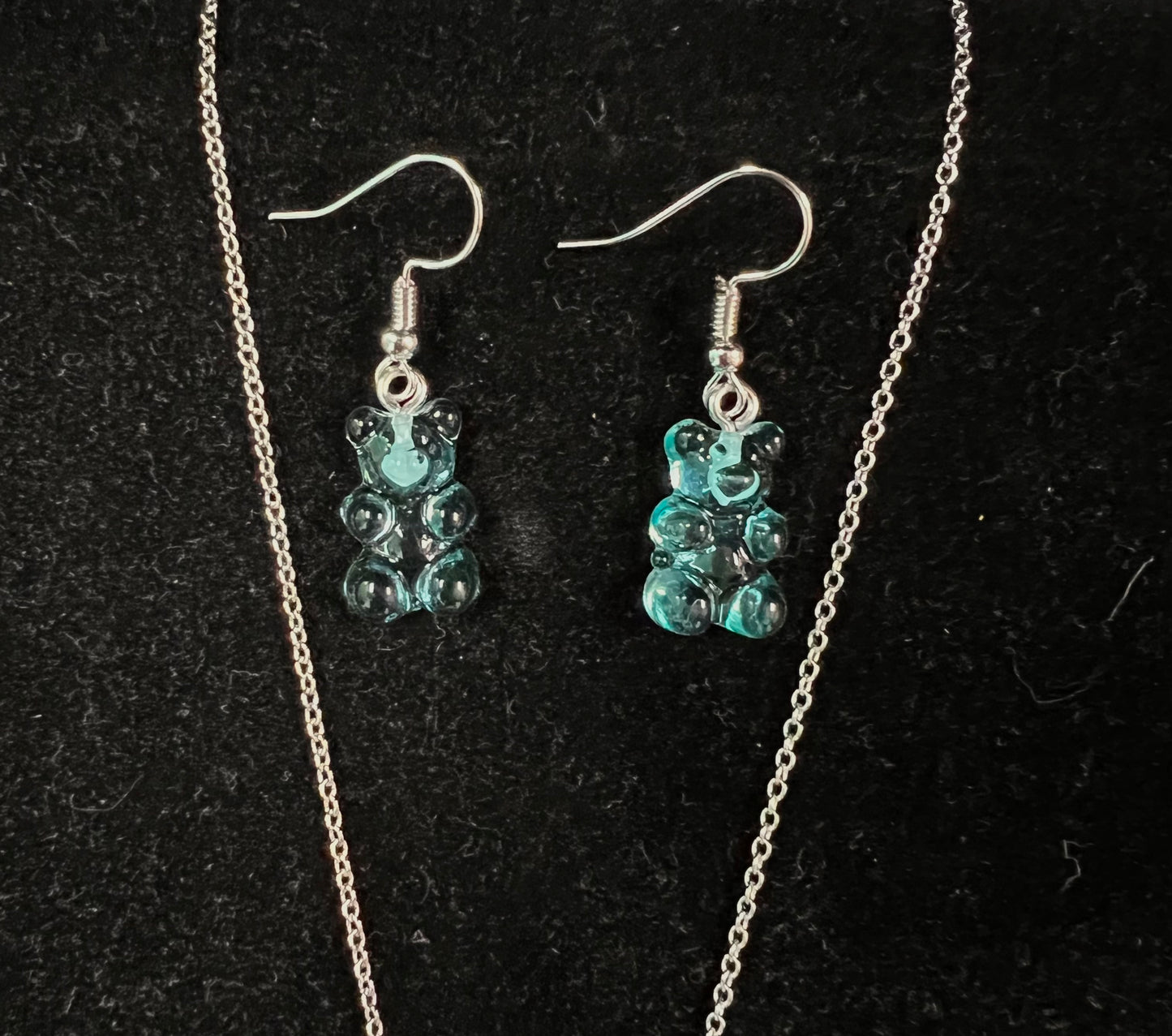 Blue Gummy Bear Earring and Necklace Set