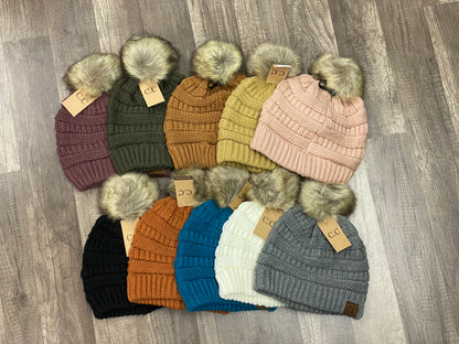 Classic Fur Pom C.C. Beanie