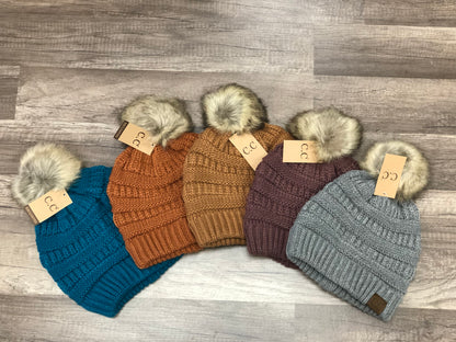 Classic Fur Pom C.C. Beanie